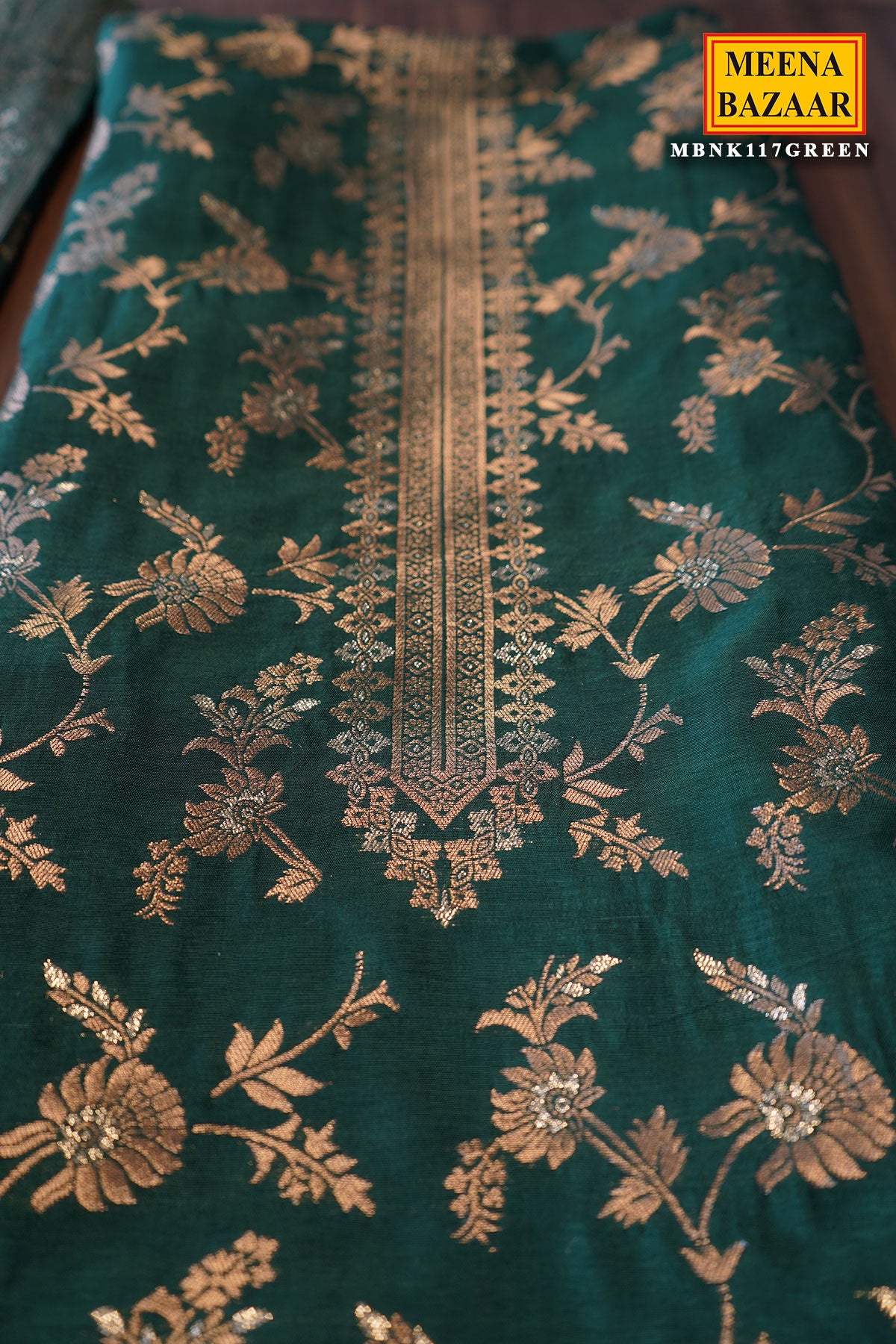 Green Blended Silk Zari Woven Suit Set