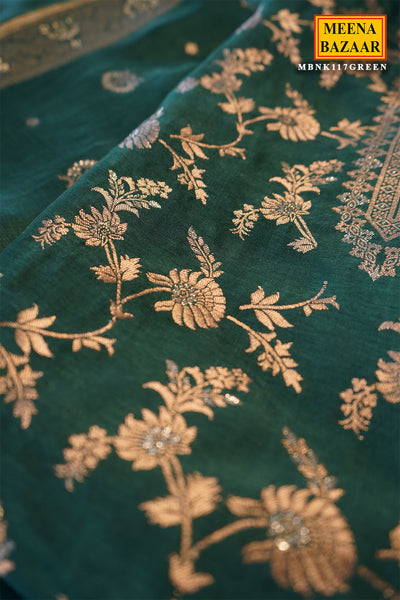 Green Blended Silk Zari Woven Suit Set