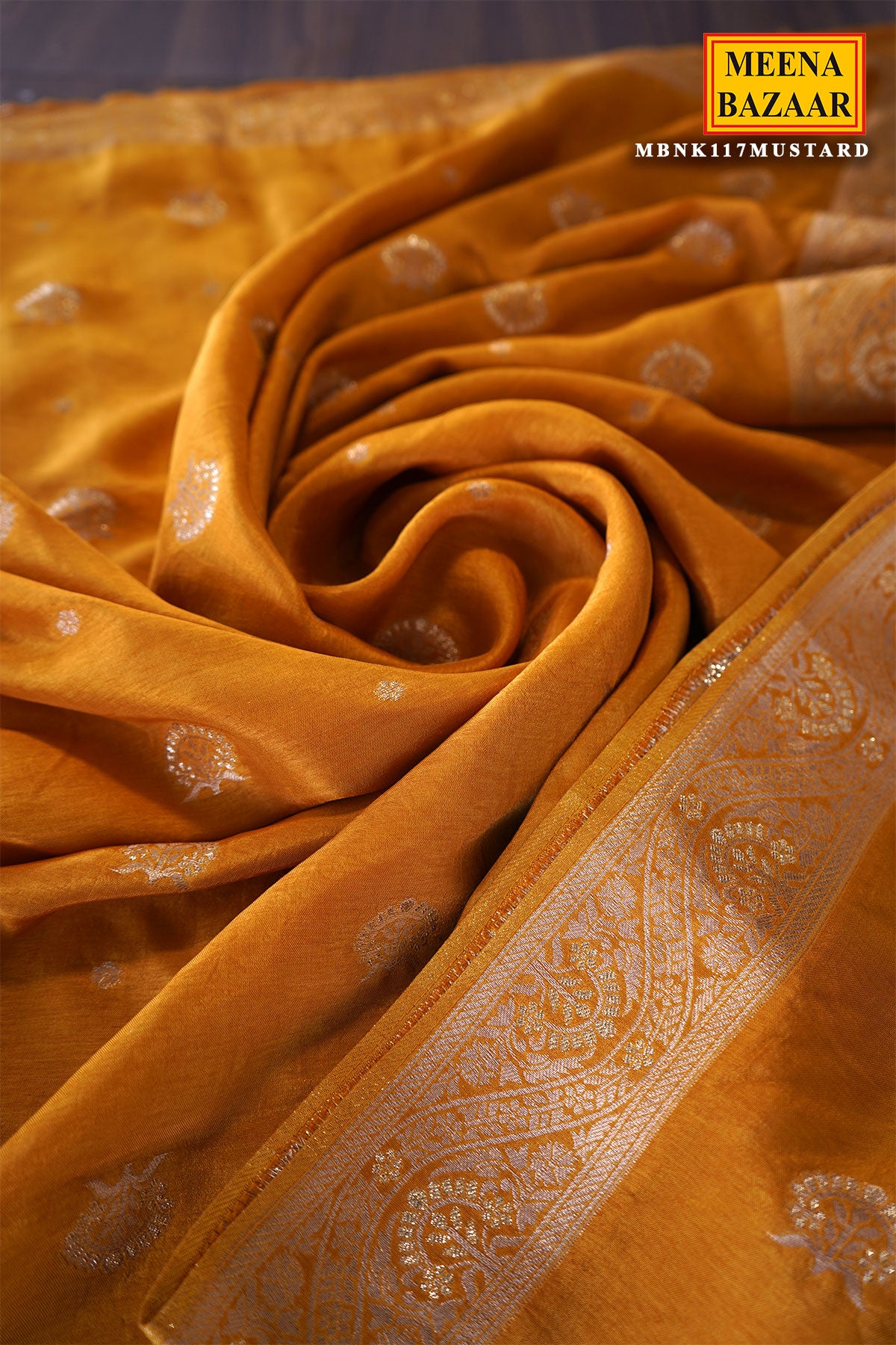 Mustard Blended Silk Zari Woven Suit Set