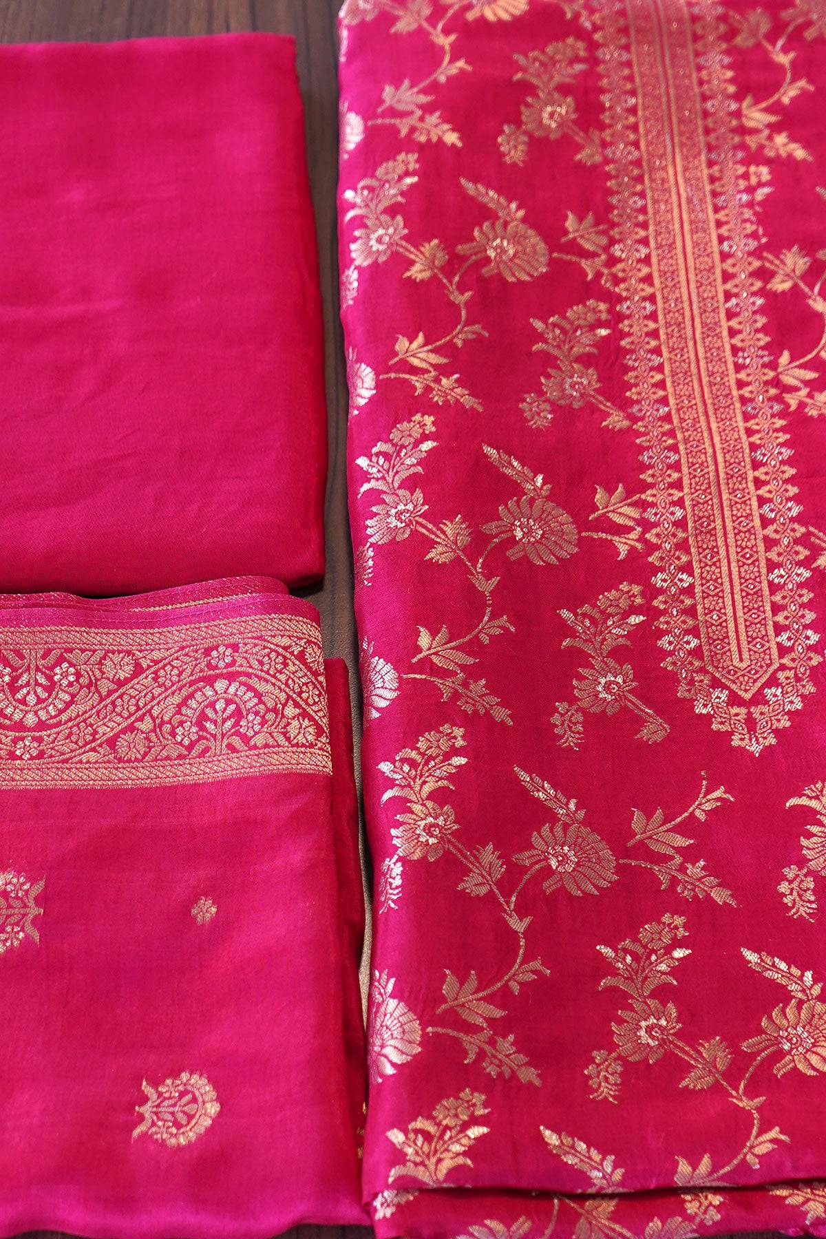 Gajari  Blended Silk Zari Woven Suit Set