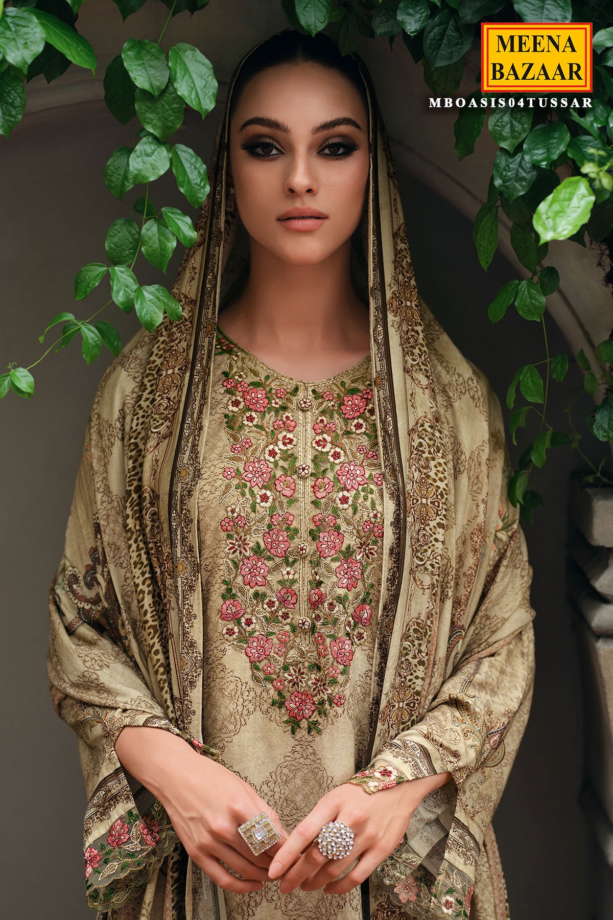 Tussar Modal Satin Lace Embroidered Printed Suit