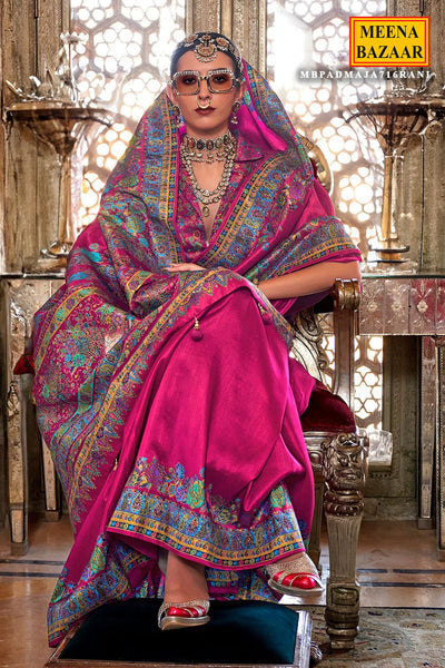 Regal Allure - Rani Silk Printed Saree with Timeless Prints