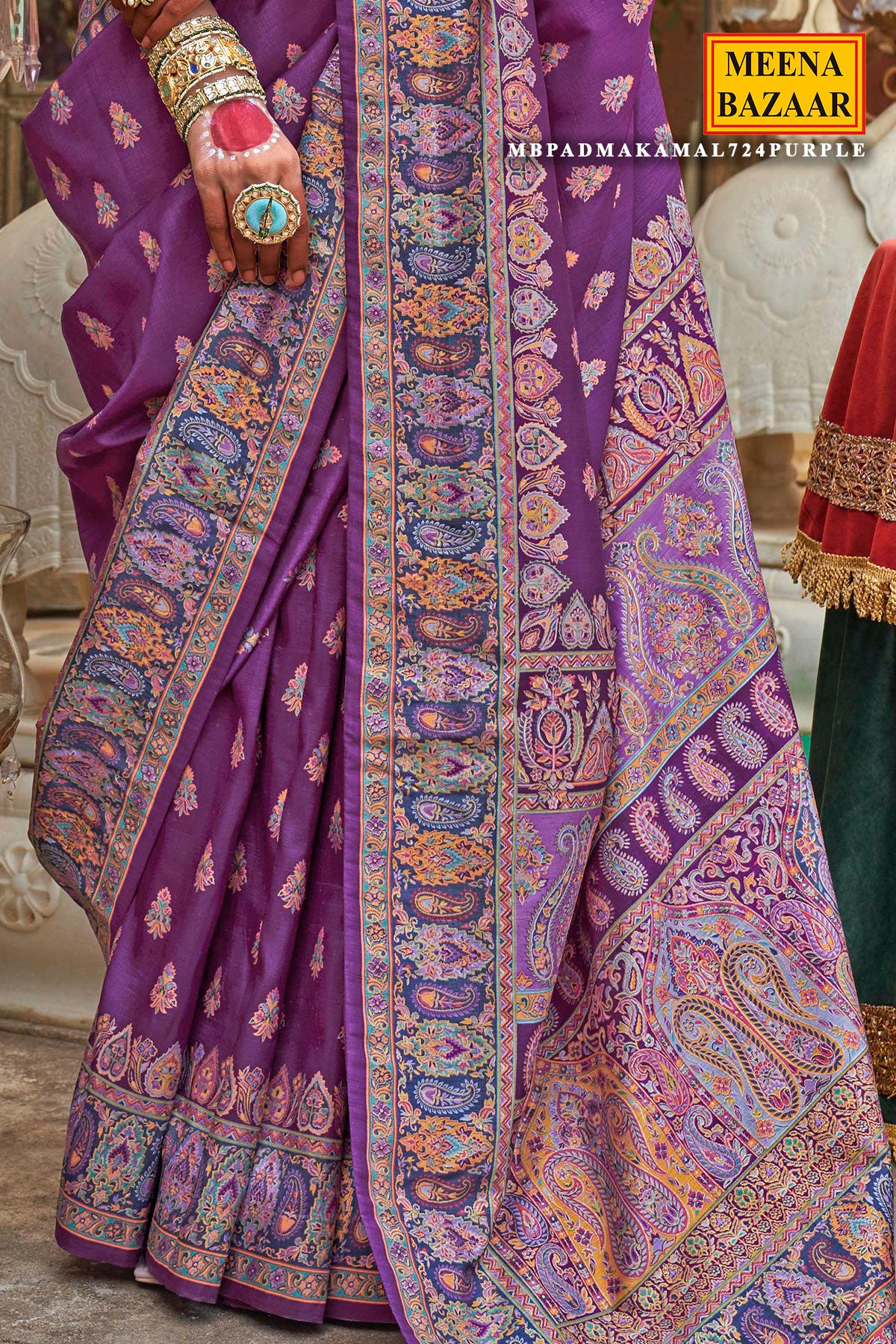 Purple Silk Handwoven Printed Saree