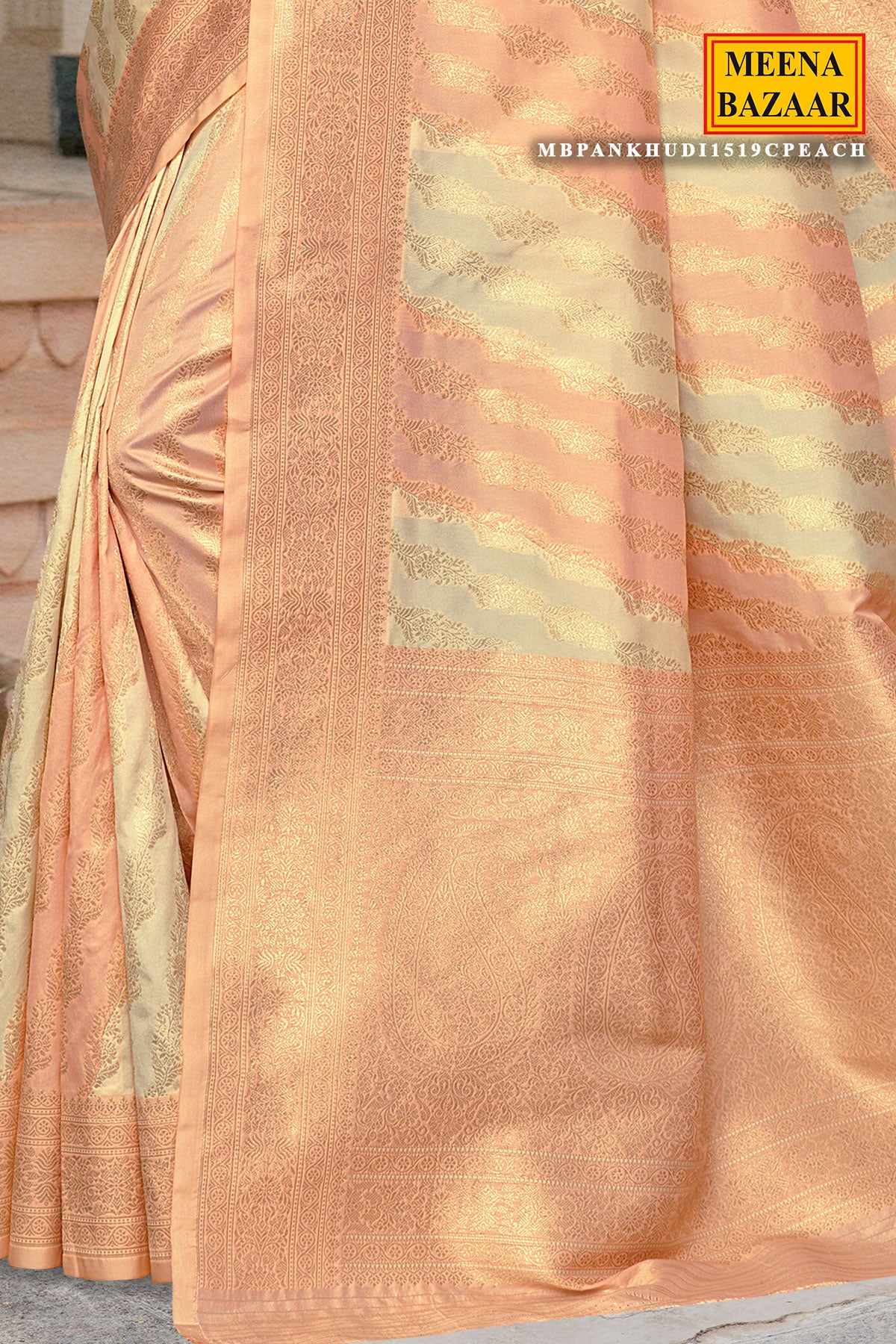 Peach Silk Weaving Saree Elegant Festive & Wedding Wear