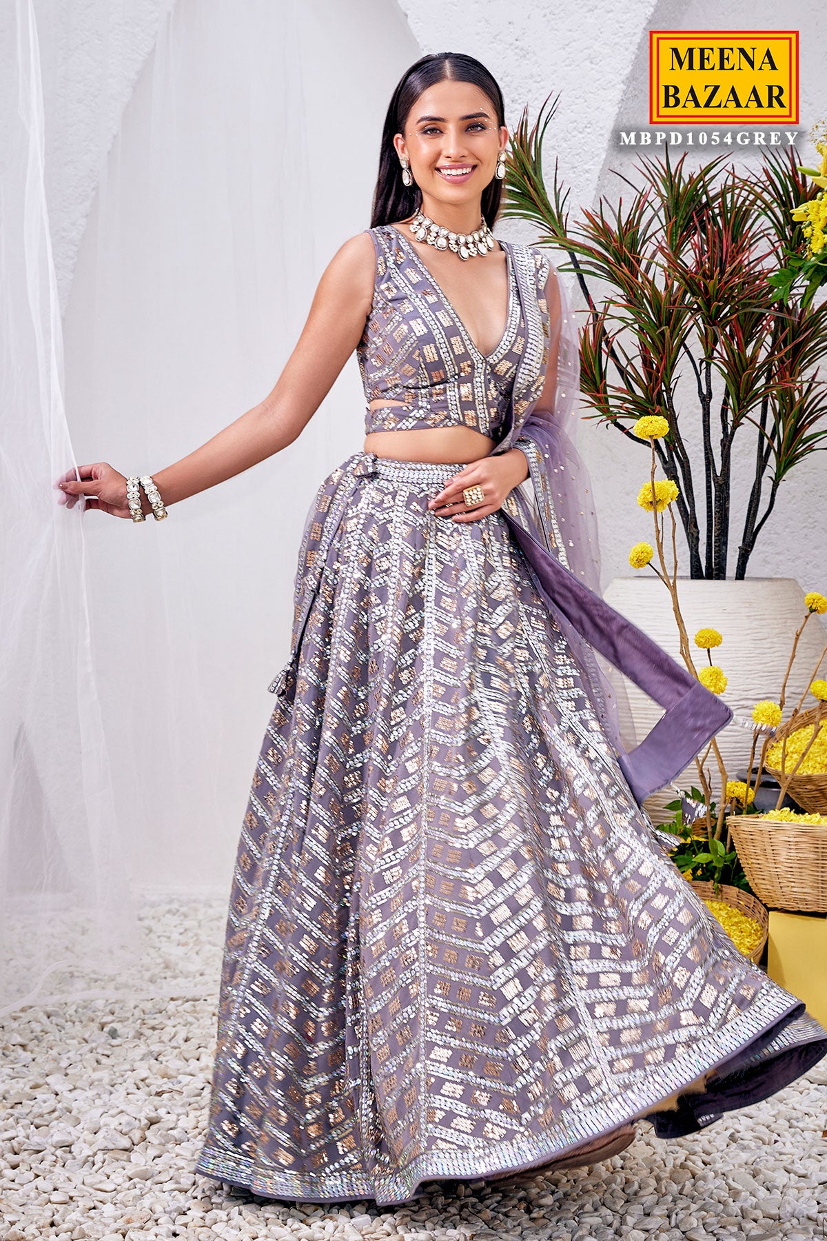 Embroidered Bridal Lehenga Saree (Blue) in Mohali at best price by Meena  Bazaar - Justdial