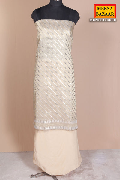 Gold Silk Unstitched Suit with Premium Sequin Work