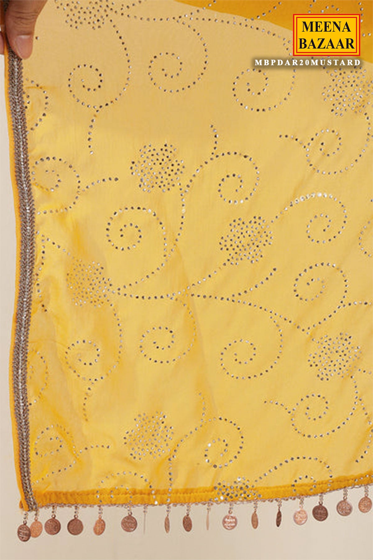 Mustard Georgette Neck Zari,Sequin Embroidered Sharara Suit Set