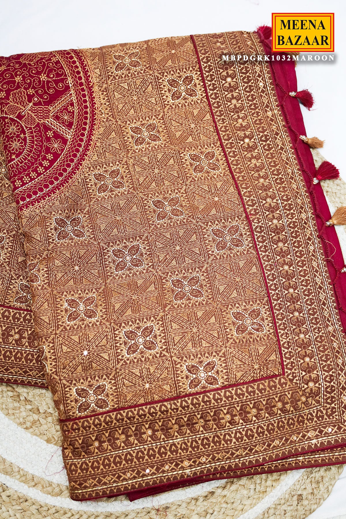 Elegant Maroon Silk Saree with Rich Zari Work and Contrast Border
