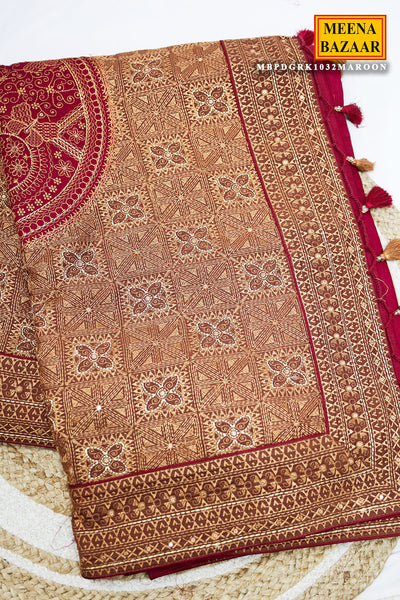 Elegant Maroon Silk Saree with Rich Zari Work and Contrast Border