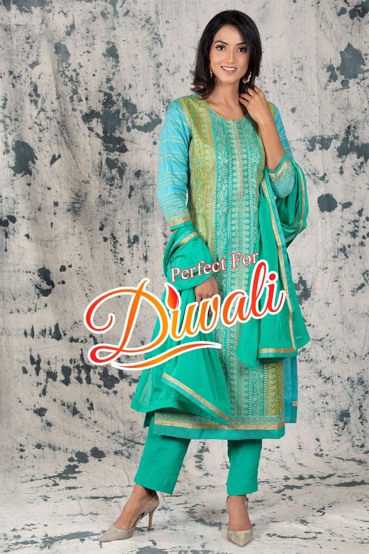 Rama Silk Zari Embroidered Suit Set