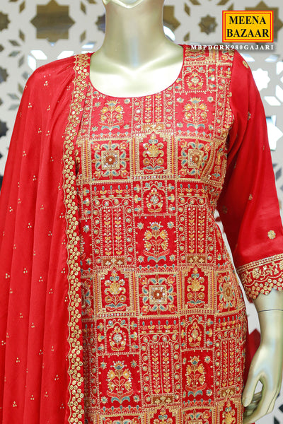 Gajari Tussar Silk Sequin Embroidered Suit