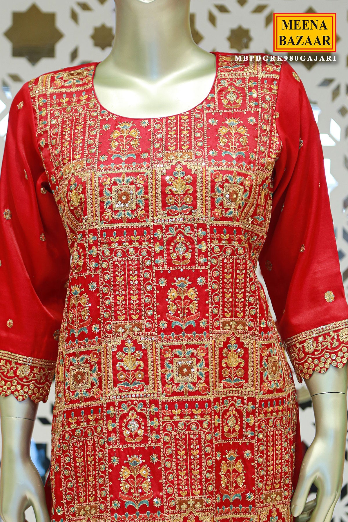 Gajari Tussar Silk Sequin Embroidered Suit