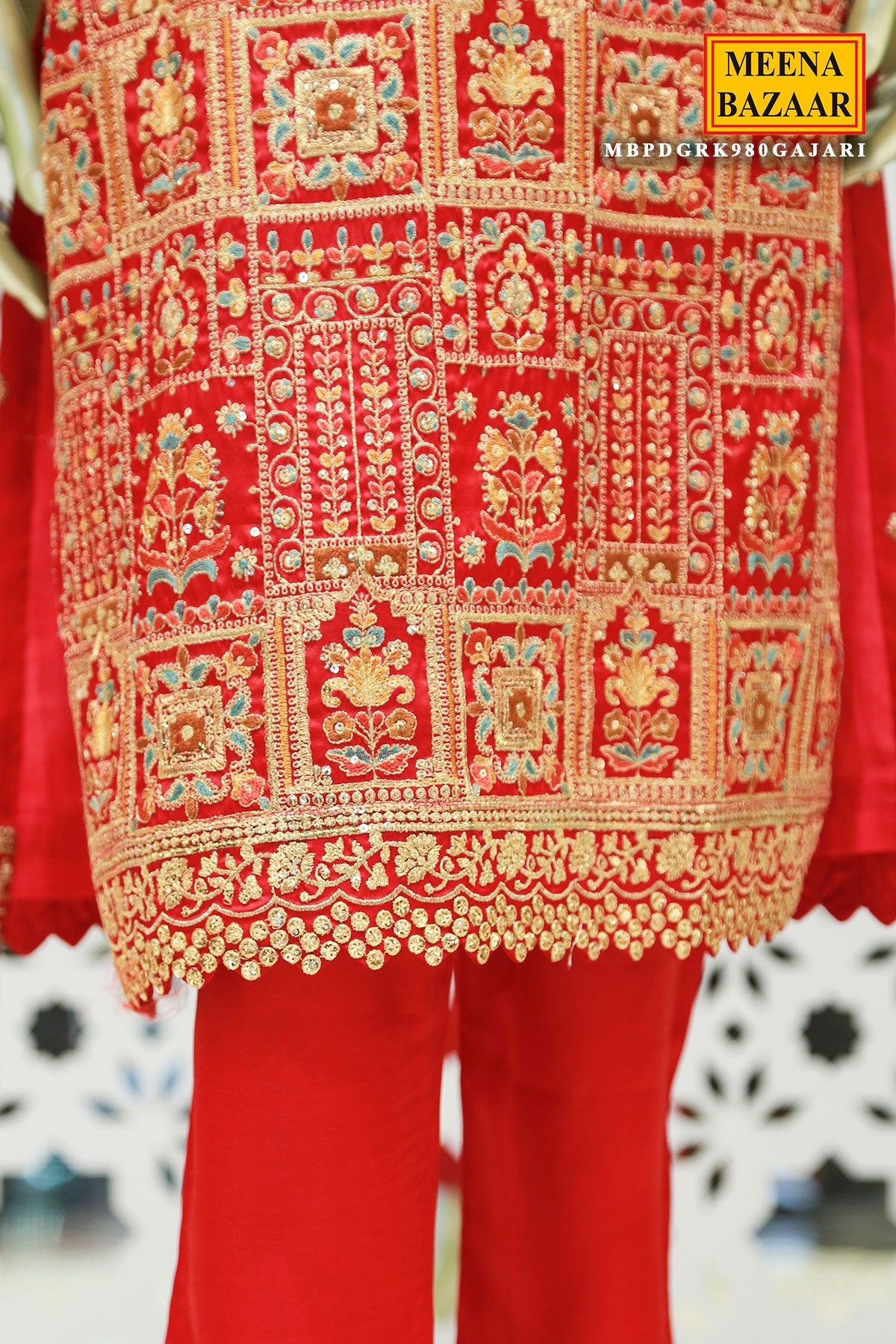 Gajari Tussar Silk Sequin Embroidered Suit