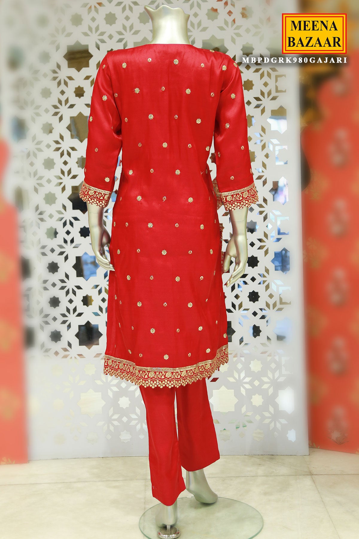 Gajari Tussar Silk Sequin Embroidered Suit