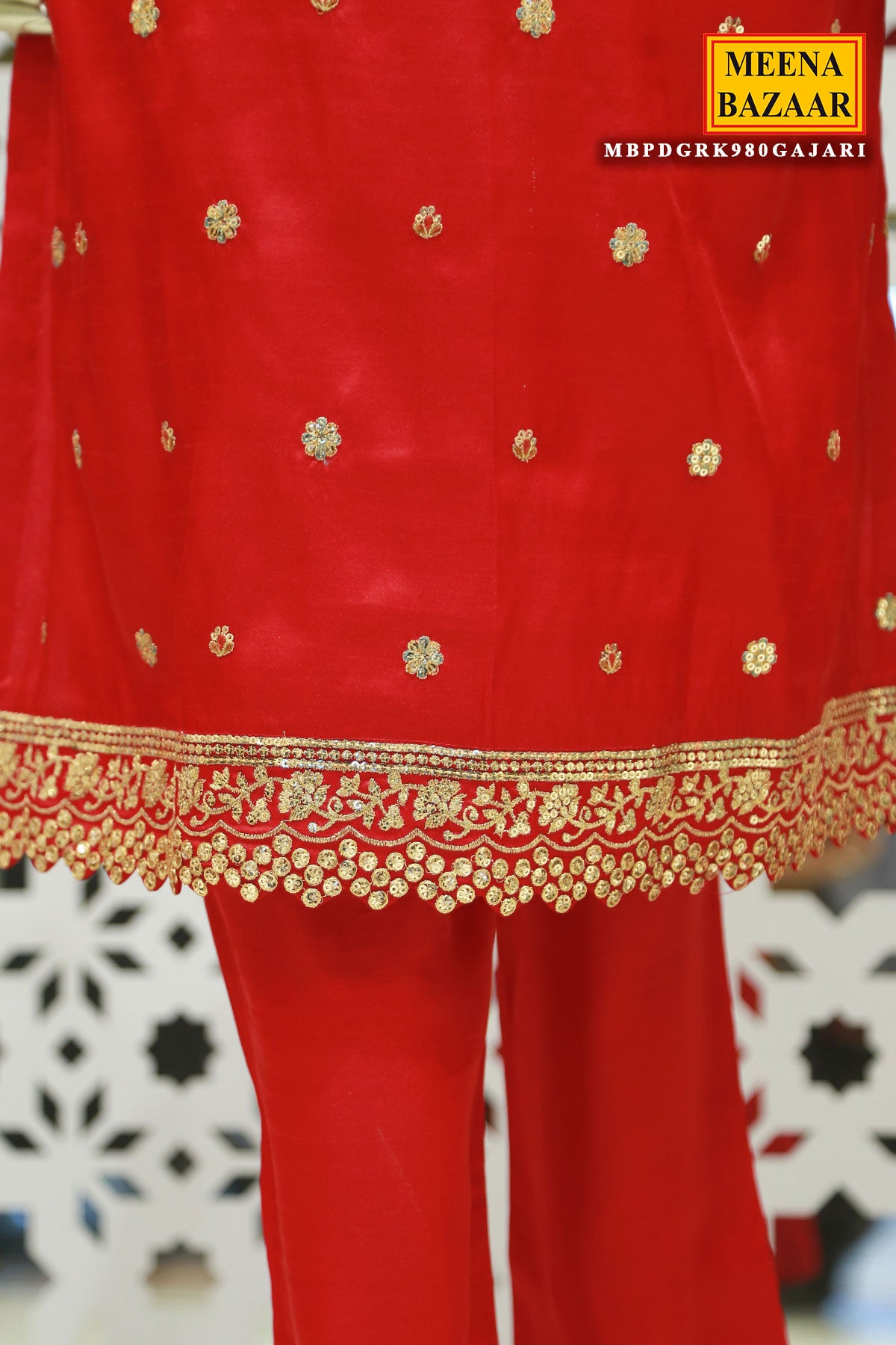 Gajari Tussar Silk Sequin Embroidered Suit