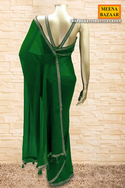 Bottle Green Georgette Sequin Embroidered Saree