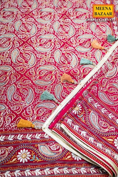 Graceful Rani Pink Georgette Saree with Embroidered Detailing