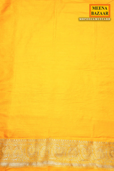 Mustard Silk Blend Zari Woven Saree