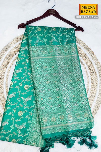 Rama Silk Blend Zari Woven Saree