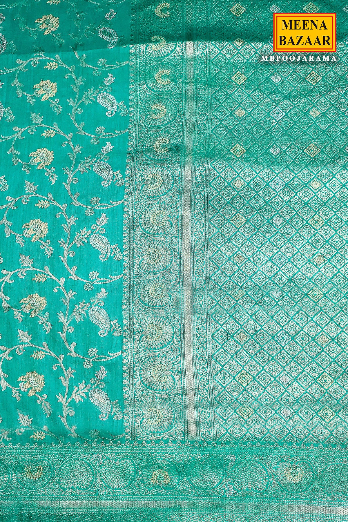 Rama Silk Blend Zari Woven Saree