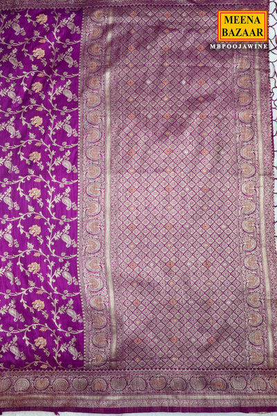 Wine Silk Blend Zari Woven Saree