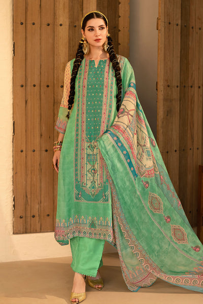 Green Organza Printed Zari and Sequins Embroidered Suit Set