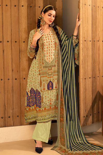 Tussar Organza Printed Zari and Sequins Embroidered Suit Set