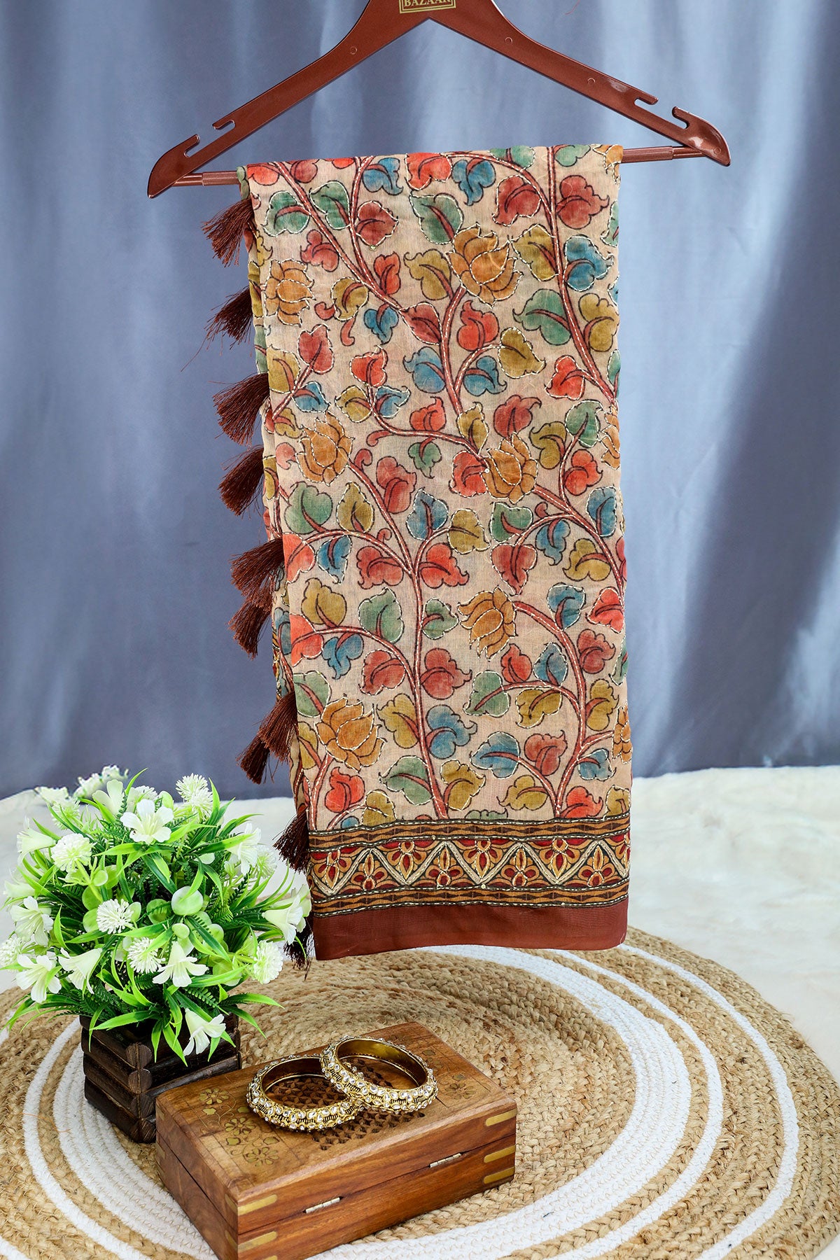 Tussar Floral Printed Cotton Saree