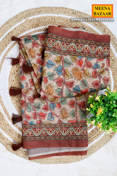 Tussar Floral Printed Cotton Saree