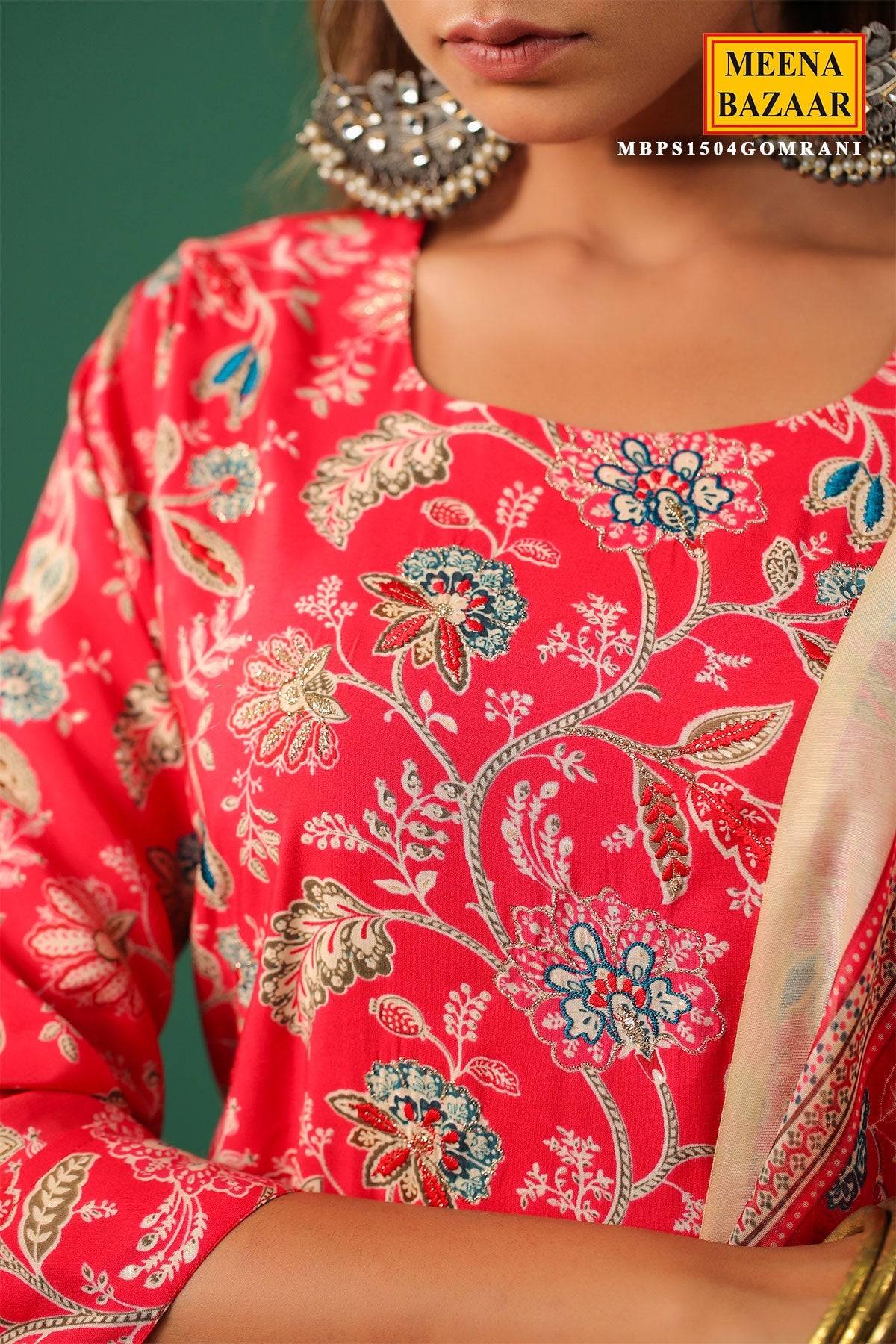 Rani Muslin Floral Printed Zari Embellished Suit