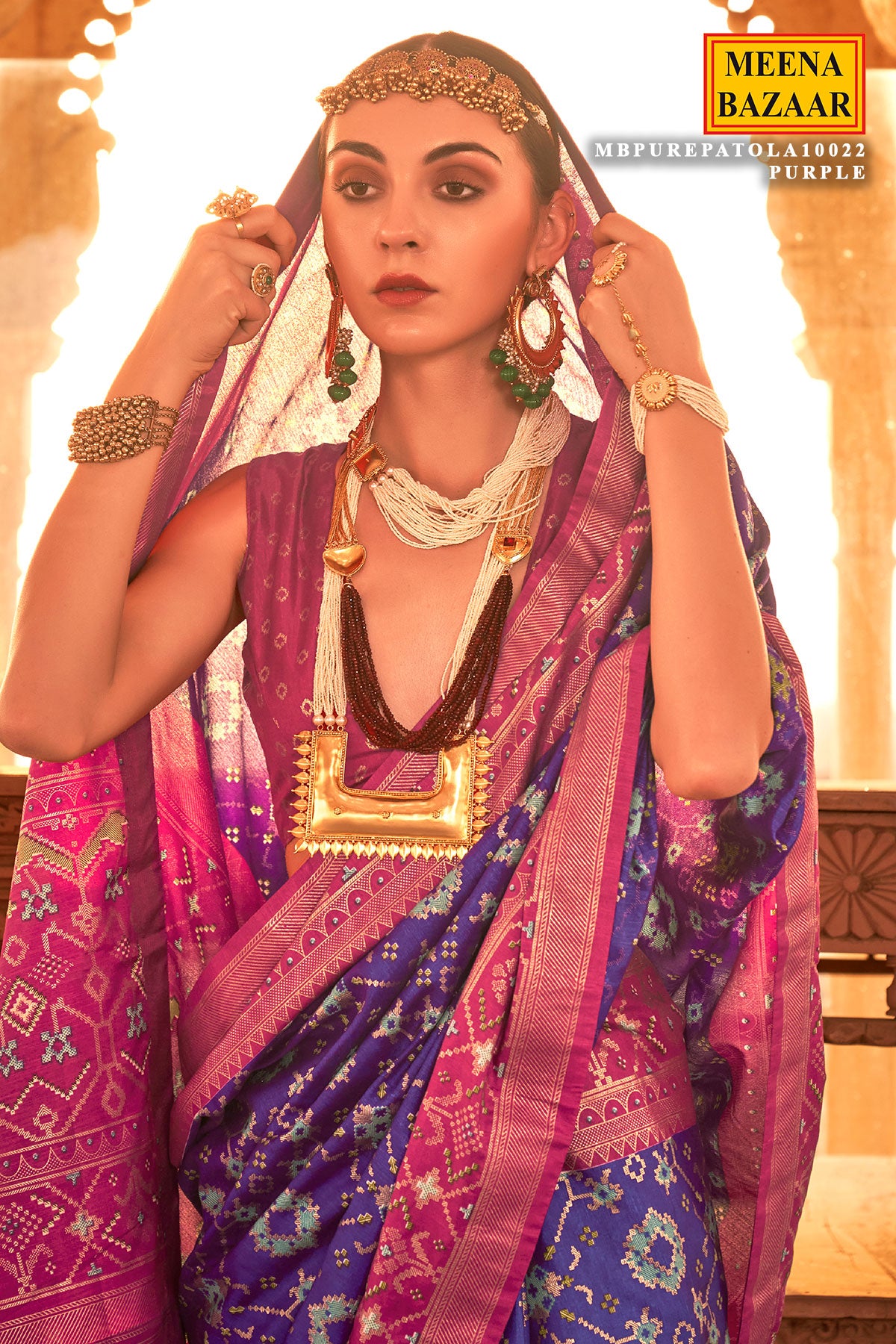 Purple Patola Silk Zari Woven Saree
