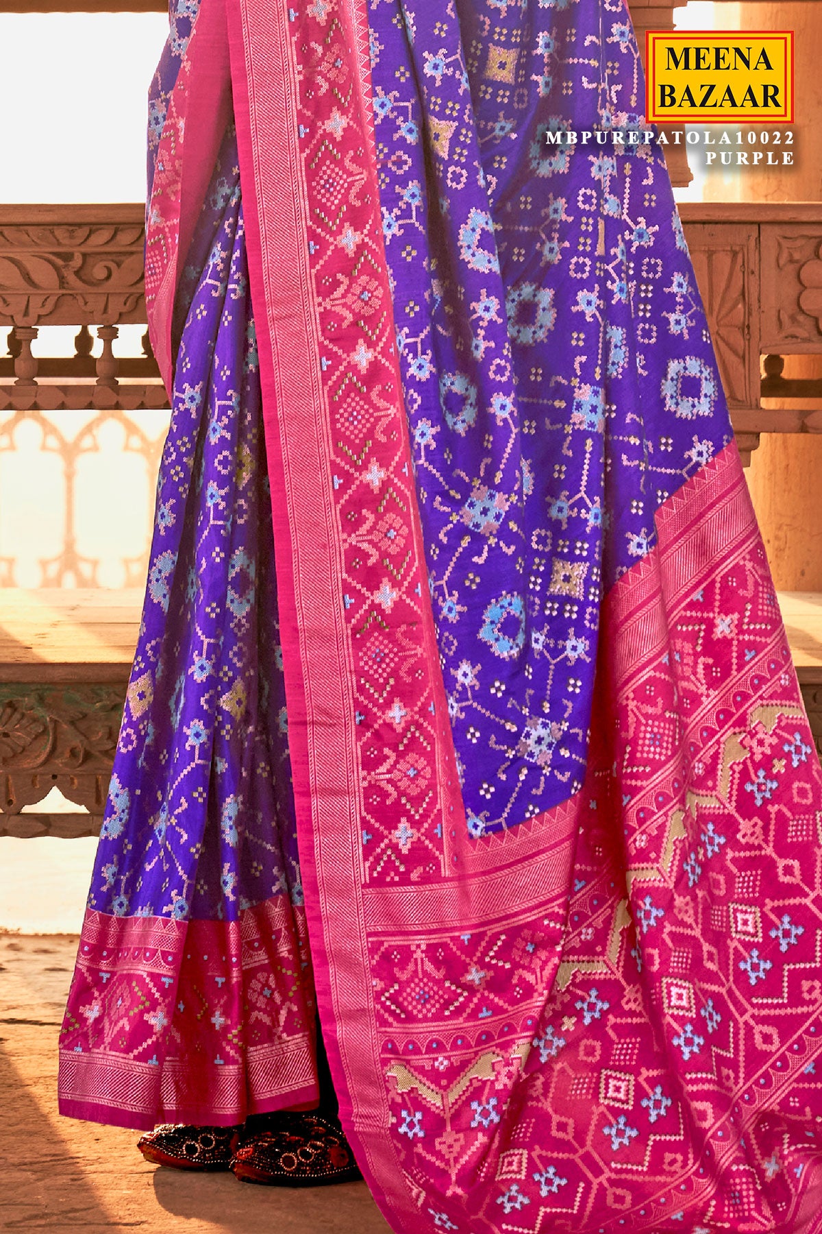 Purple Patola Silk Zari Woven Saree