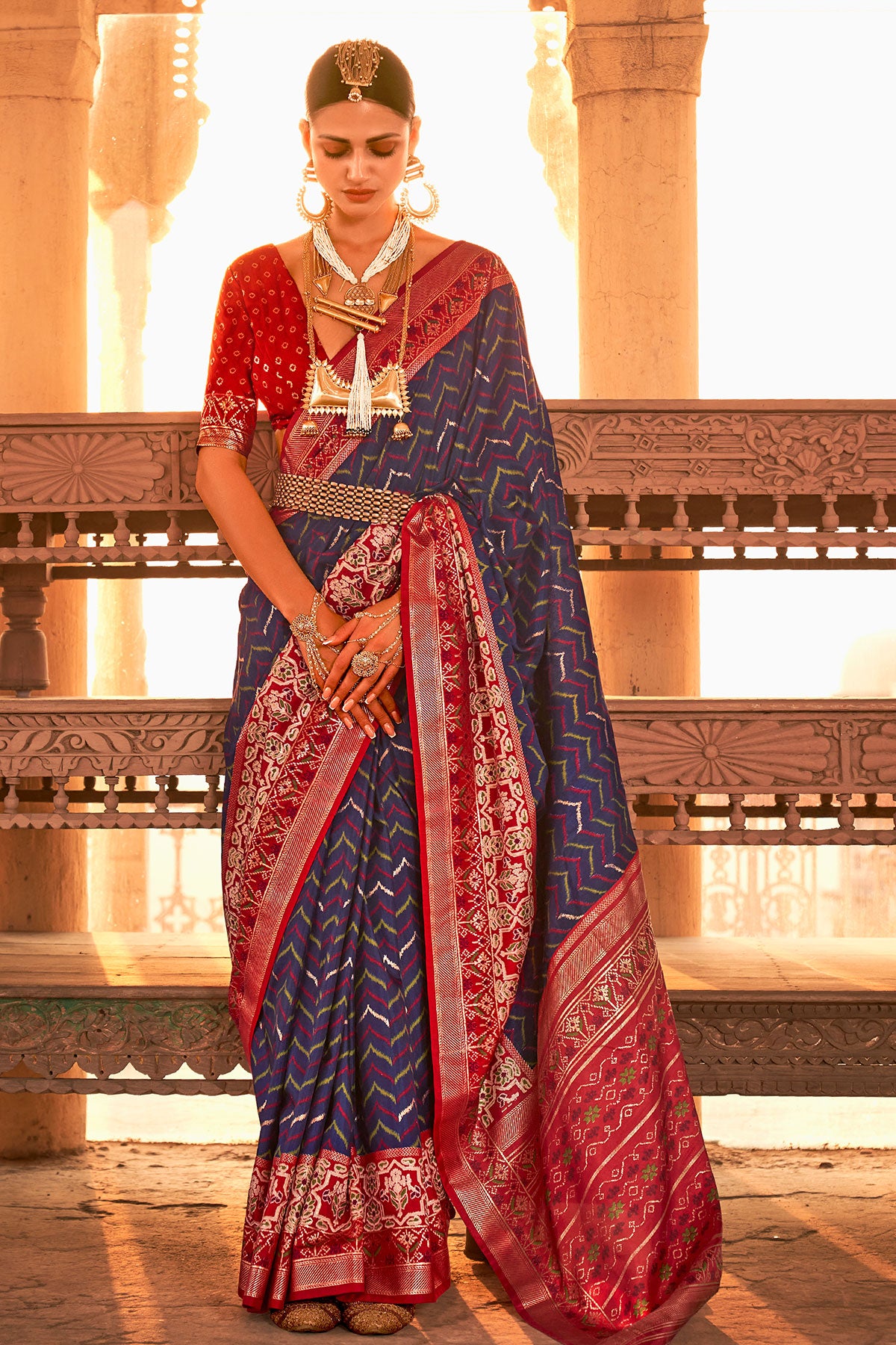 Navy Patola Silk Zari Woven Saree