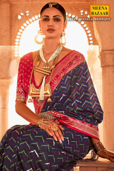Navy Patola Silk Zari Woven Saree