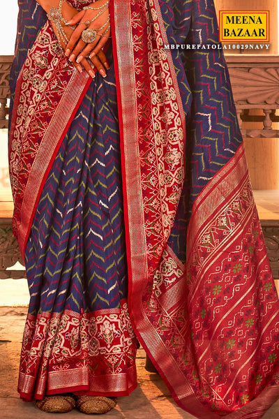 Navy Patola Silk Zari Woven Saree