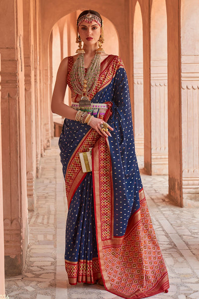 Navy Patola Silk Zari Woven Saree