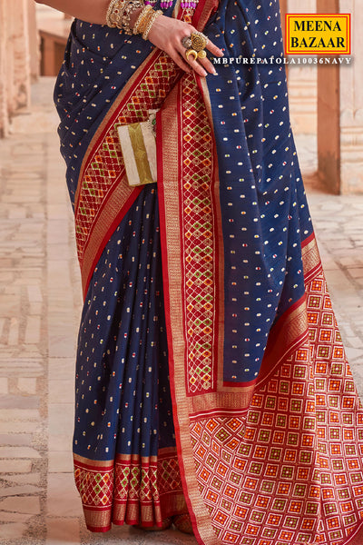 Navy Patola Silk Zari Woven Saree