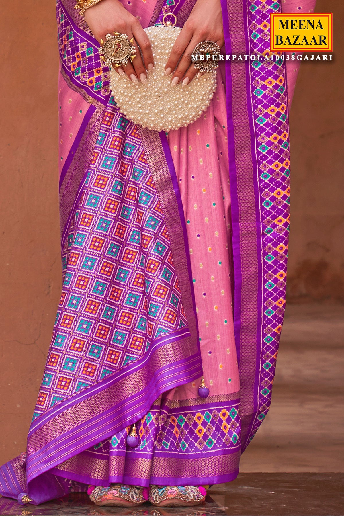 Pink Patola Silk Zari Woven Saree