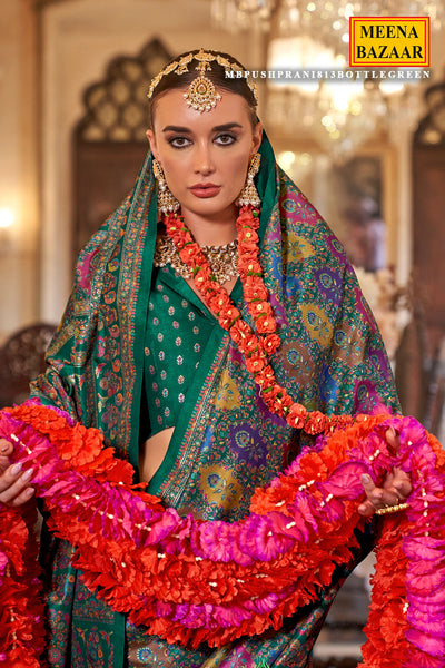 Bottle Green Silk Weaving Saree Elegant Traditional & Casual Wear