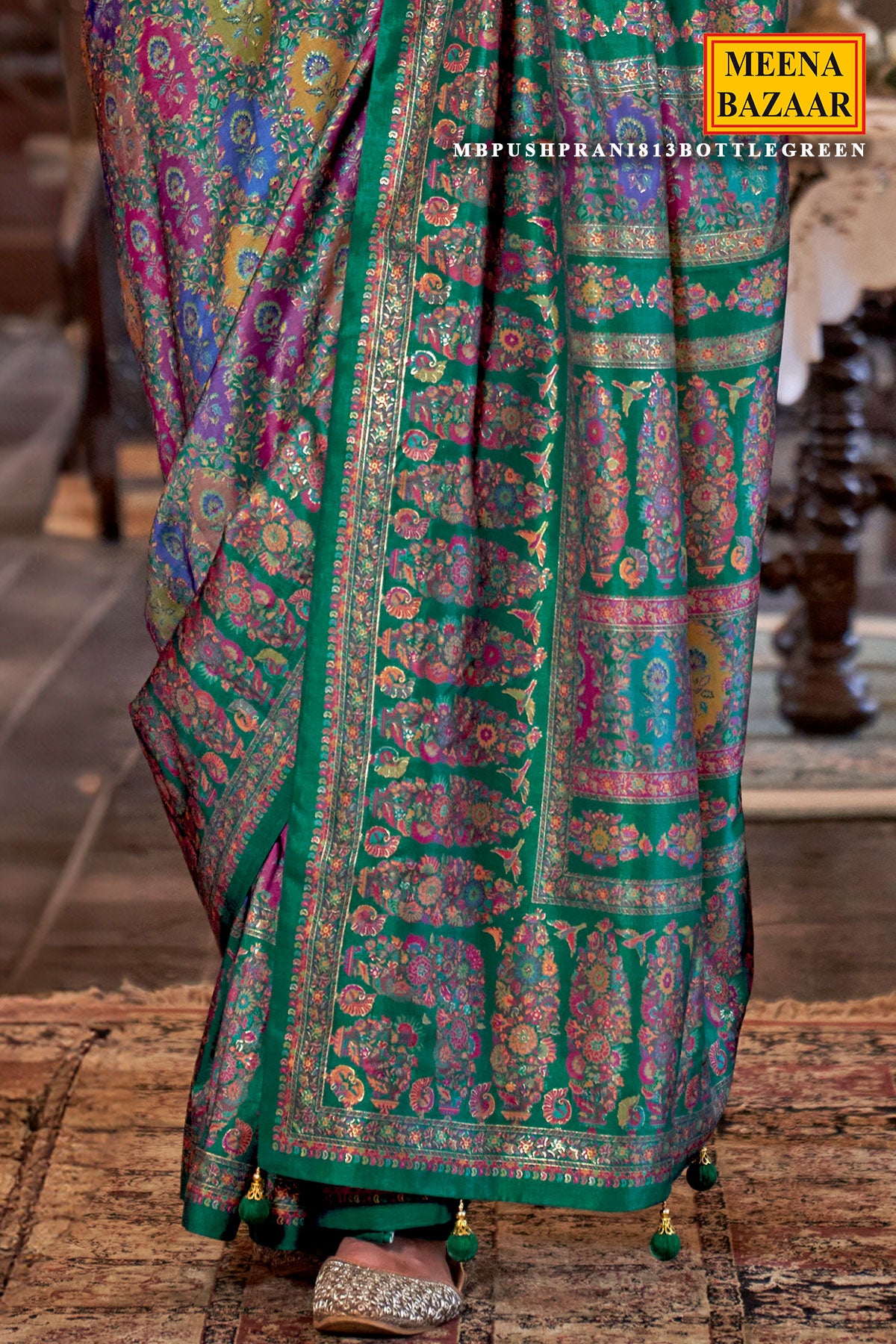 Bottle Green Silk Weaving Saree Elegant Traditional & Casual Wear