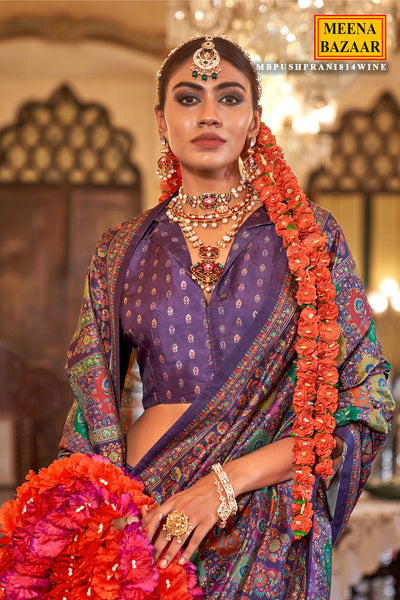 Wine Silk Weaving Saree Elegant Traditional & Casual Wear