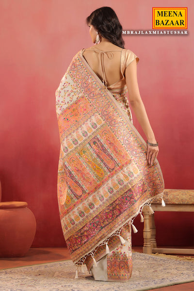 Floral Printed Tussar Silk Saree Lightweight & Festive