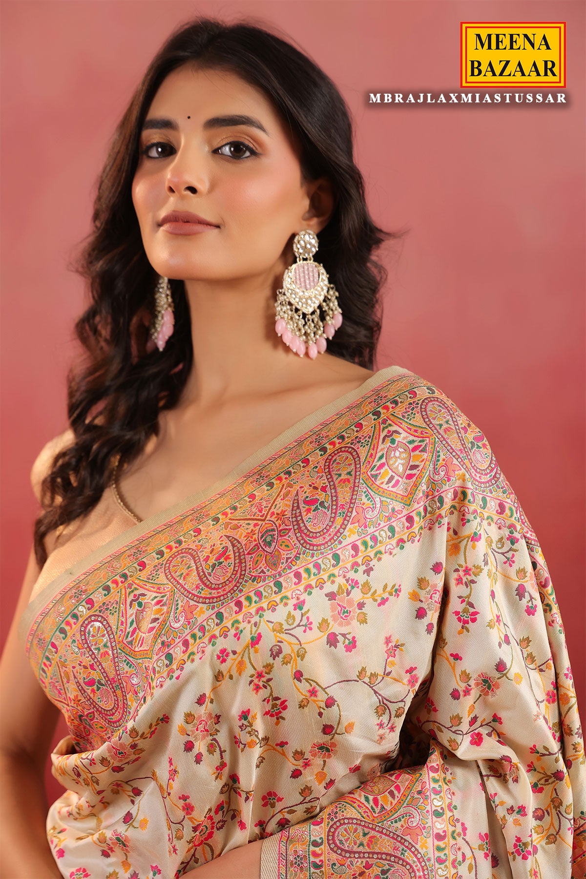 Floral Printed Tussar Silk Saree Lightweight & Festive