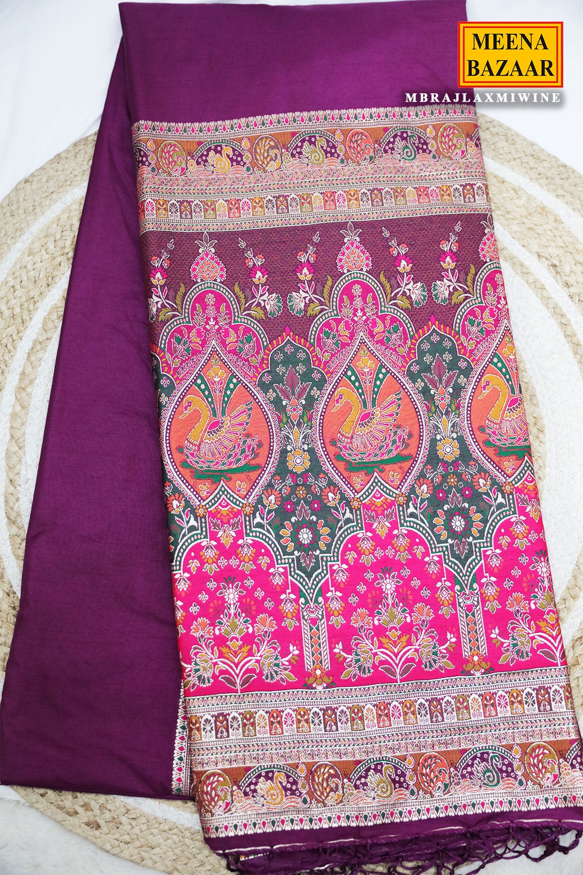 Wine Silk Saree with Antique Zari Border and Rich Pallu