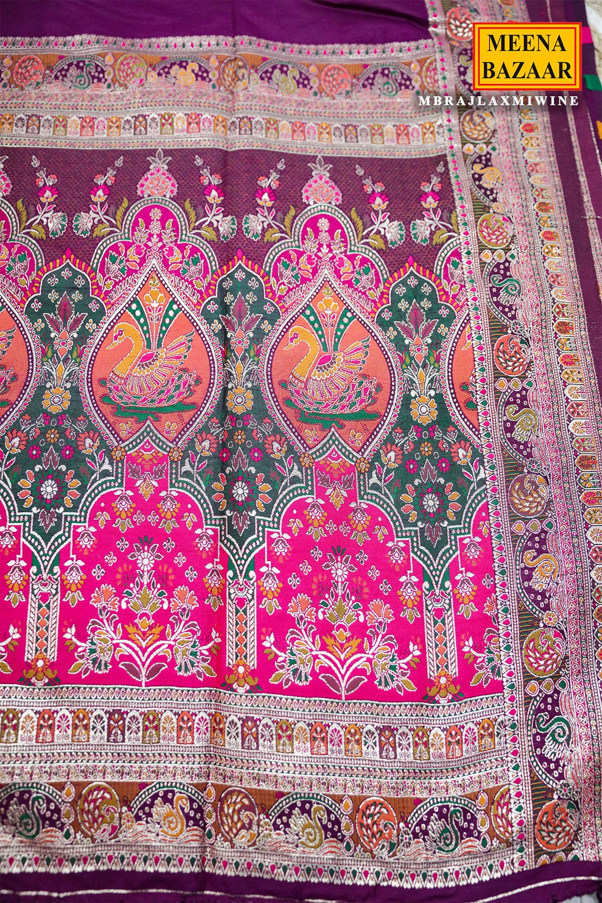 Wine Silk Saree with Antique Zari Border and Rich Pallu