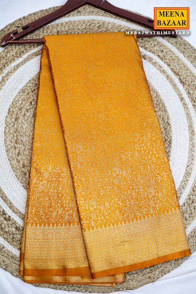 Regal Mustard Kanchipuram Silk Saree with Contrast Zari Border