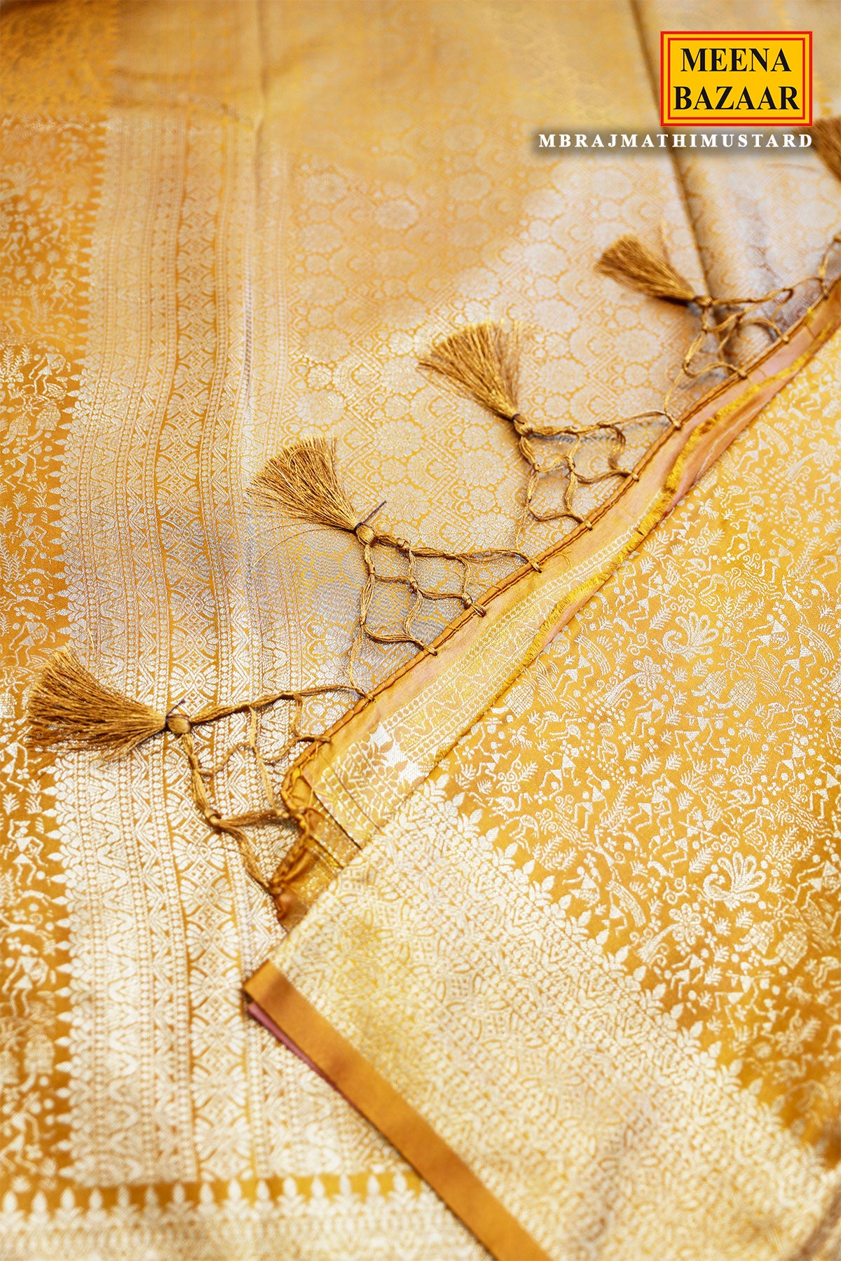 Regal Mustard Kanchipuram Silk Saree with Contrast Zari Border