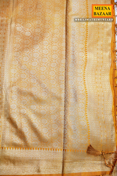 Regal Mustard Kanchipuram Silk Saree with Contrast Zari Border