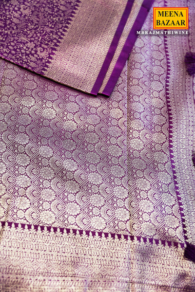 Wine Banarasi Silk Saree with Antique Gold Zari Brocade