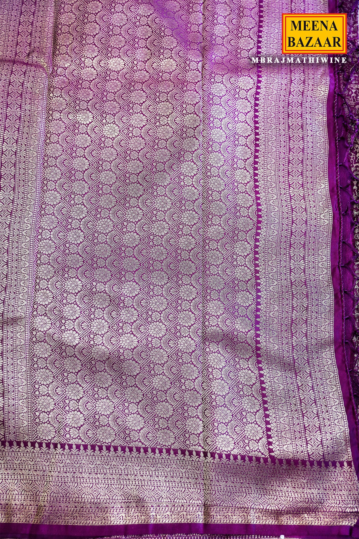 Wine Banarasi Silk Saree with Antique Gold Zari Brocade